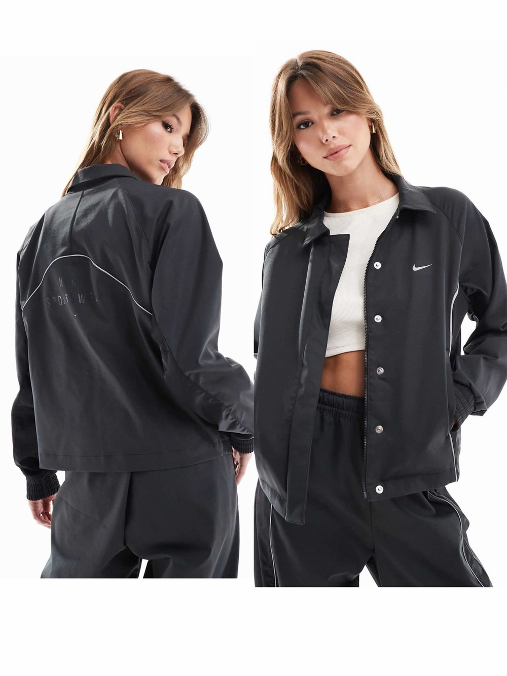 Nike panelled woven jacket in black size M NWT $120